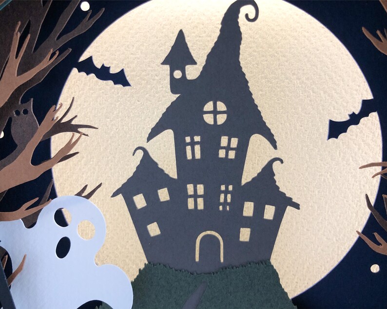 Download Halloween Shadow Box SVG Papercut Template 3D Haunted ...