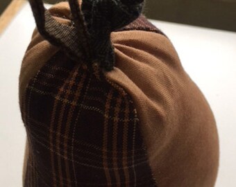 Whimsical Pear - Handmade - Golden Brown - Stuffed Fabric Pear Decoration