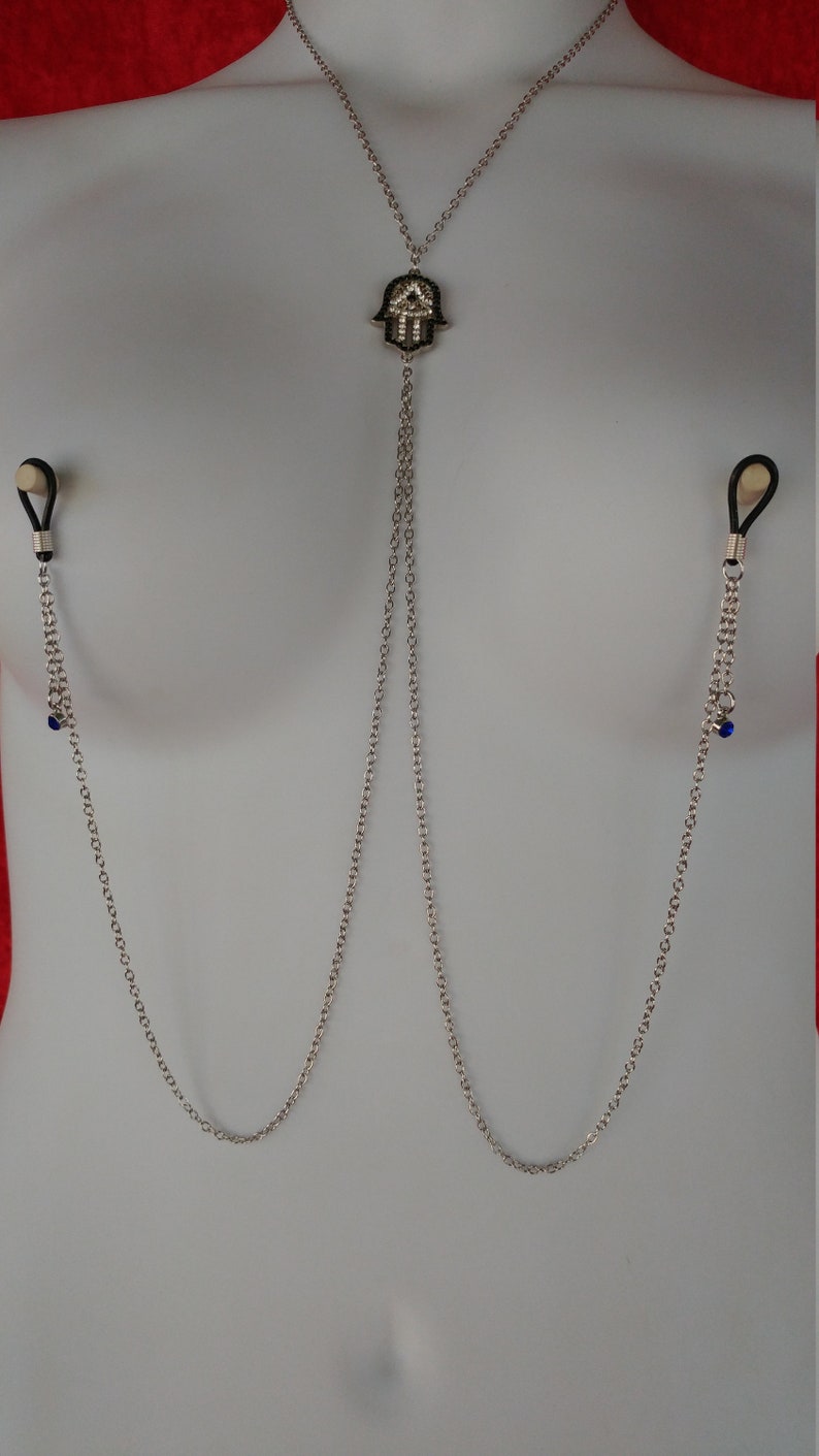 Rhinestone Noose Nipple Ring Chain With Necklace Adjustable Non Piercing Nipple Ring Rave Body Accessories Jewelry (gold