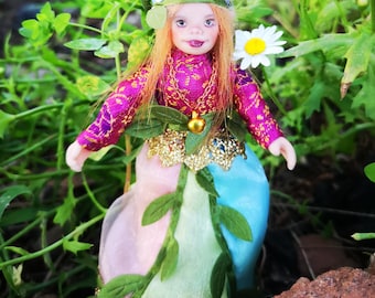 Handmade Forest Fairy Doll, Articulated Fantasy Decor (15cm)