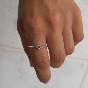 Dainty Ruby Ring • Simple Ruby Ring • Sterling Silver Ring • Handmade Ring • Delicate Ring • Everyday Ring • Gift for Her • Stackable Ring