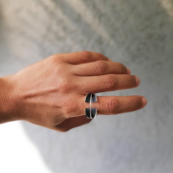 Statement Silver Ring • Chunky ring • Cocktail Ring • 925 Silver Ring • Abstract Silver Ring • Minimal Modern Ring • Geometric Ring