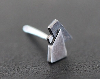 Geometric Stud Earring • Unique Men Earring • Modern Mens Earring • Punk Stud Earring • Sci Fi Stud • Small earring • Men Silver Stud