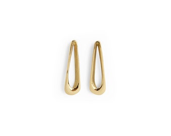 14K Yellow Gold Teardrop Earrings • Dainty Minimalist Yellow Gold Earrings • Modern Organic Gold Drop Earrings • Simple Gold Earrings