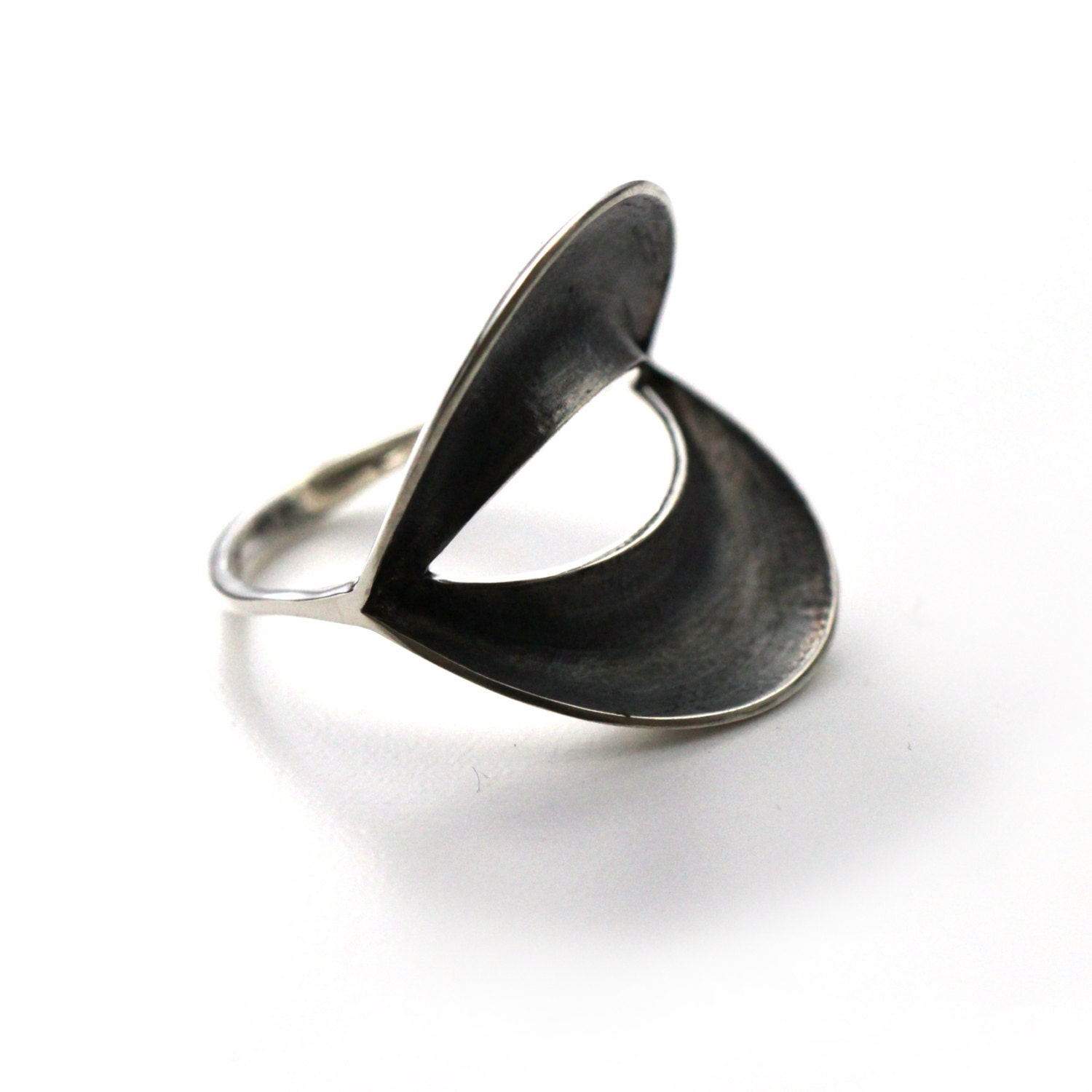 Big modern statement silver ring black sterling silver ring Etsy
