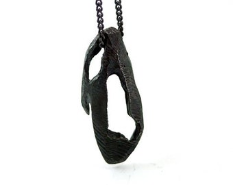 Zwarte ruwe hanger ketting voor mannen en vrouwen • Geoxideerde hanger • Unisex ketting • Unieke ketting voor mannen • Cadeau voor hem