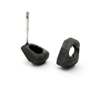 natural organic oxidized silver stud earrings by lacuna jewelry