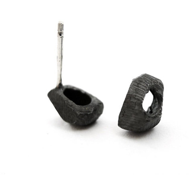 natural organic oxidized silver stud earrings by lacuna jewelry