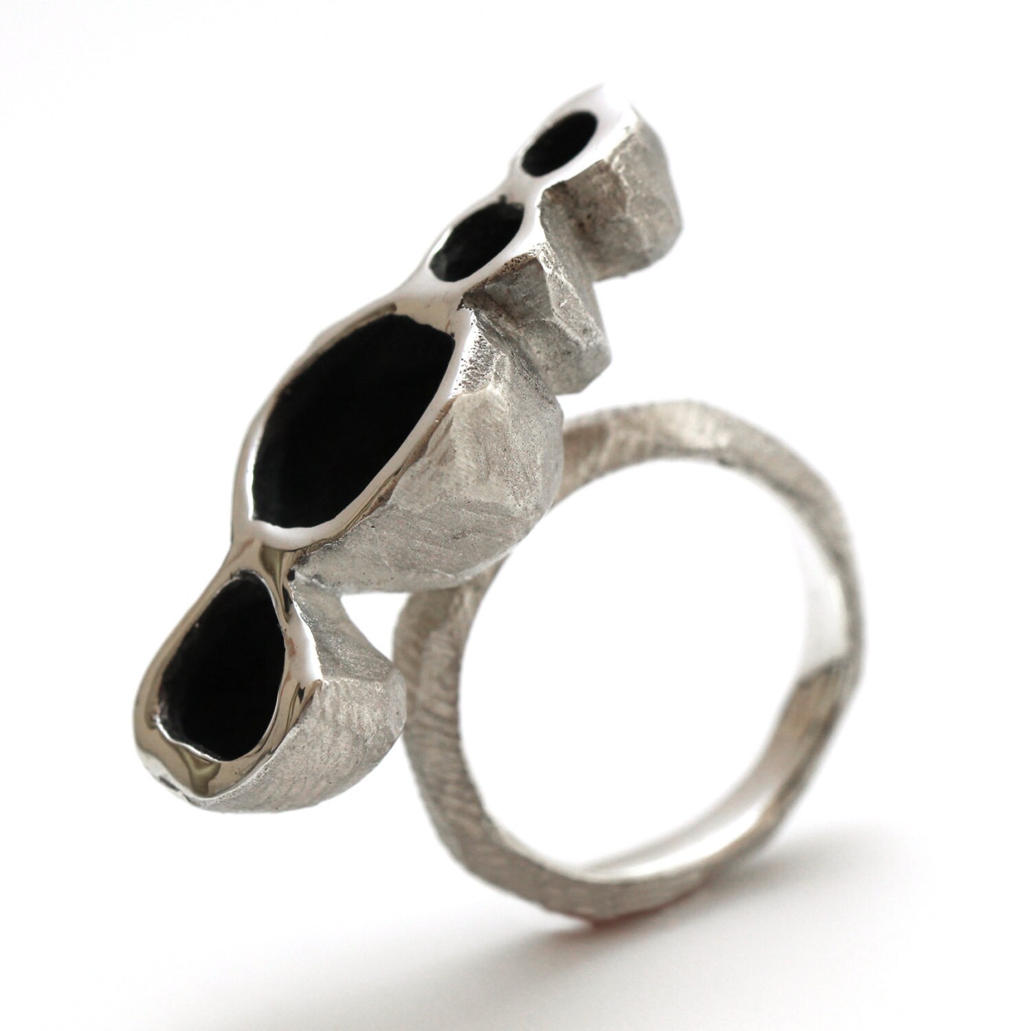 Big statement ring sterling silver ring big texture ring Etsy