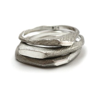 Silver Stacking Rings • Raw Silver Rings • Ring by Sets • Dainty Stacking Rings • Textured Stacking Rings • Natural Stacking ring set