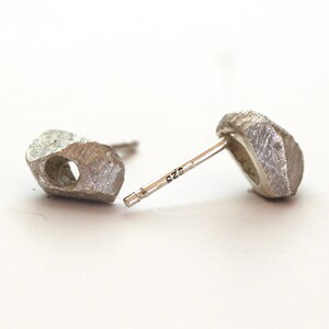 natural organic silver stud earrings by lacuna jewelry