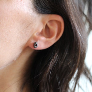 natural organic oxidized silver stud earrings by lacuna jewelry