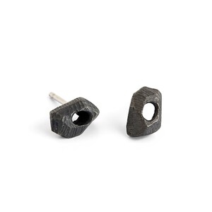 natural organic oxidized silver stud earrings by lacuna jewelry