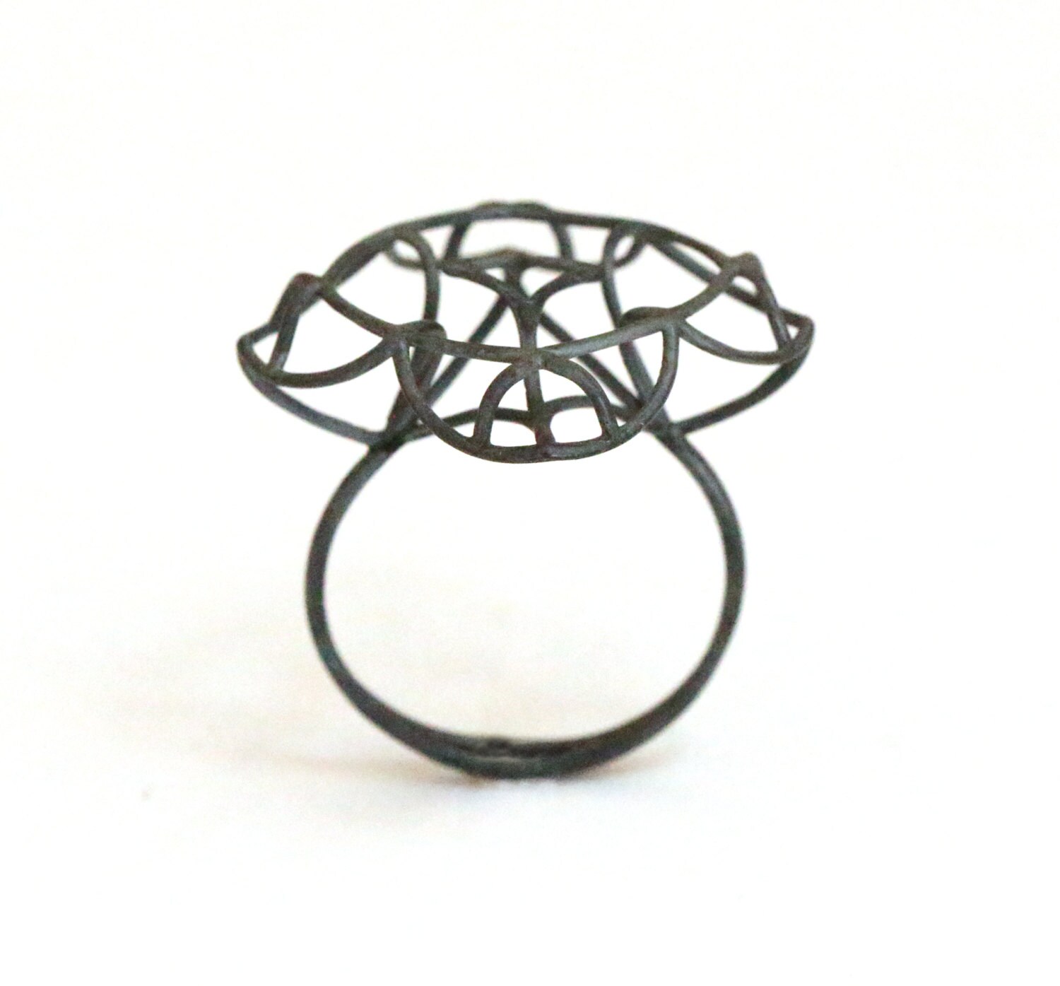 Black statement ring black cocktail ring silver goth wire Etsy