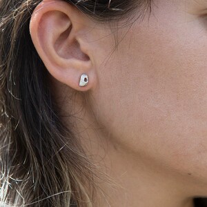 natural organic silver stud earrings by lacuna jewelry