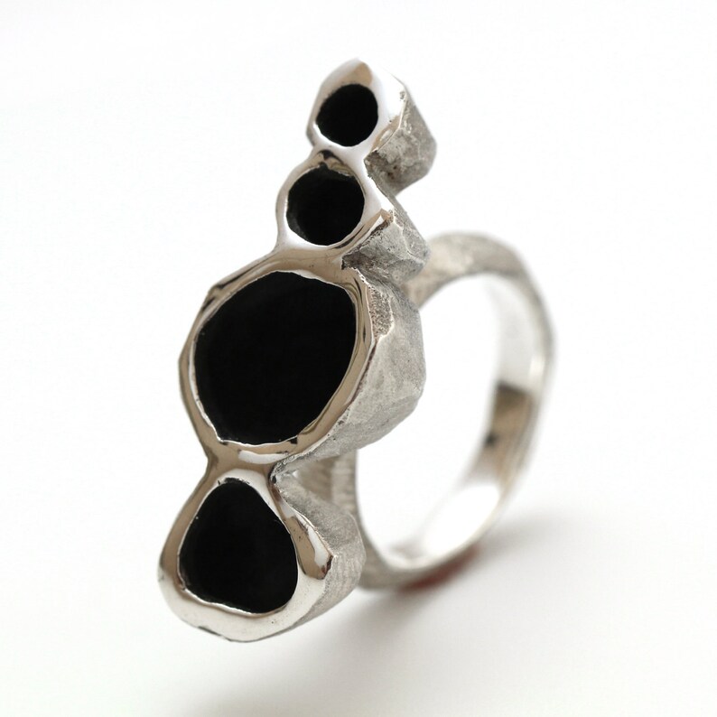 Big statement ring sterling silver ring big texture ring Etsy