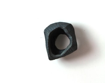 Small black lapel pin, black chiseled rustic brooch pin, hipster groom black lapel pin, unisex tie tack, groom tie tack, lacuna jewelry