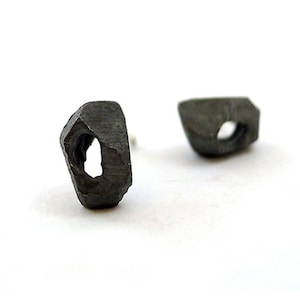 natural organic oxidized silver stud earrings by lacuna jewelry