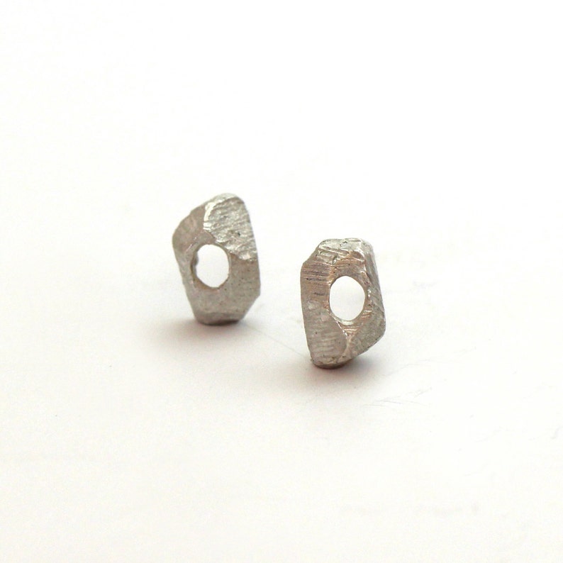 natural organic silver stud earrings by lacuna jewelry