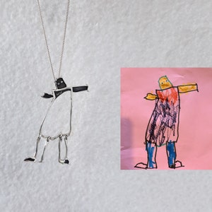 Personalized Gift • Personalized Necklace • Gift for Mom • Kid Art Gift • Drawing Necklace • Children Drawing Jewelry