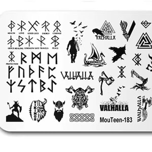 nail vikings designs ~runes nails~nail art template~ dragon  nails ~ plates for nails ~ nail decorations ~ DIY nail art ,stamping plate