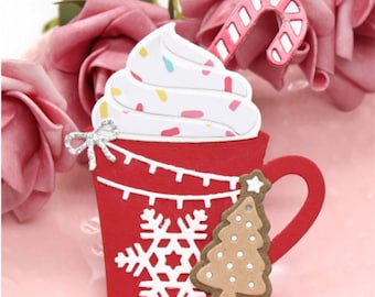 Coffee Mug die,Christmas coffee mug, coffee lover,Cutting Dies Scrapbook Paper Craft Decoration dies scrapbooking