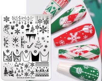 Christmas nail stamp  ~ nail art snowflakes ~ plates for nails ~ nail decorations ~ DIY nail art beautiful ~ stamping plate