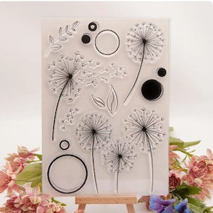 Timbri trasparenti a forma di dente di leone, timbri trasparenti, timbri per calendario, timbri per planner, carta per scrapbooking, timbri trasparenti per scrapbooking