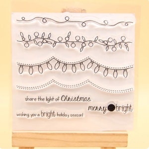Sello transparente de luces navideñas: sello de guirnalda de luces festivas para crear tarjetas y manualidades