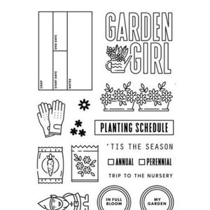 Carimbos transparentes Plant Girl Garden – Conjunto de carimbos para amantes de jardinagem e plantas para artesanato