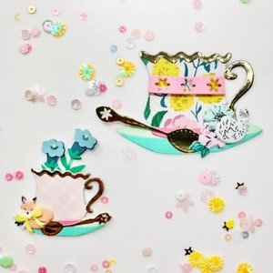 Fustelle in metallo a forma di tazza da tè vintage – Eleganti fustelle a forma di tazza da tè per la creazione di biglietti, scrapbooking e progetti fai da te con la carta.