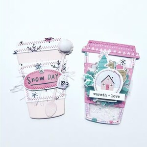 Moldes de corte de metal para copos de café em camadas – Molde para copos de café 3D para fazer cartões, scrapbooking e artesanato com shaker DIY