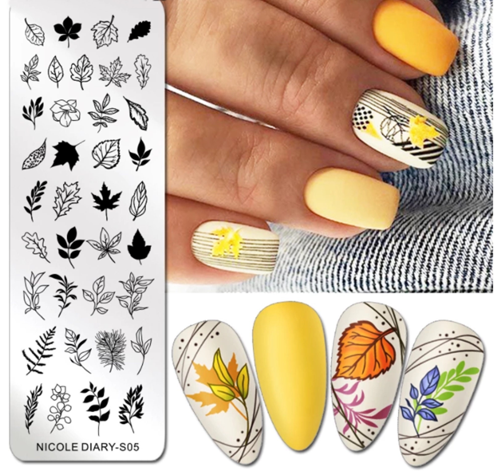 Stamping Plates Leaves Autumn Design Stainless Steel Nail Art - Etsy Stamping Plates Leaves Autumn Design Stainless Steel Nail Art - Etsy