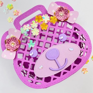 Molde de corte para sacola de gelatina de urso – Molde fofo para sacola de presente 3D para fazer cartões, scrapbooking, lembrancinhas e projetos de artesanato DIY