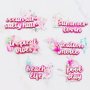 Fustelle Summer Shadow Words / Fustelle a strati per sentimento per biglietti, scrapbooking, fai da te, parole estive in carta fustellata