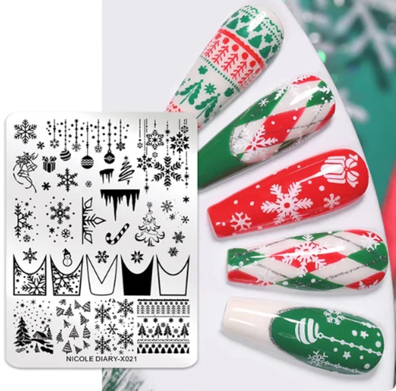 Christmas nail stamp nail art snowflakes plates for nails nail decorations DIY nail art beautiful stamping plate image 1