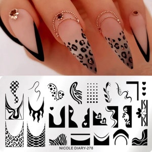 nail stamping french style  Heart wave Design Stamping Plates Nail Stamp Templates Flower DIY for nails