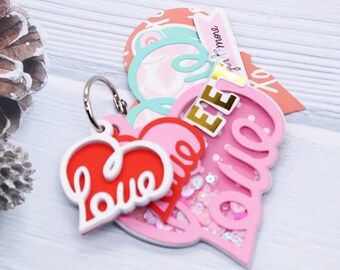 Troquel de llavero de amor, llavero de San Valentín, plantillas de corte de Metal Shaker para manualidades, álbumes de recortes, grabado decorativo, tarjetas de papel DIY