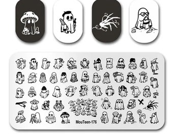 nail stamp ghosts ~ nail art template ~ plates for nails ~ nail decorations ~ DIY nail art beautiful,Halloween plate