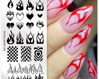 Stamp plate Fire love on fire Nail Stamping Plates  Image Painting Nail Art  Template Nail Stamp Tools DIY nail decal templates