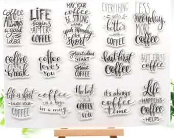 Coffee stamps,Transparent Clear Silicone Stamp for Scrapbooking/Card Making/Kids Craft Fun Decoration