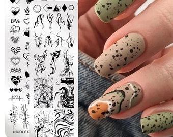 Abstract lines,Nail Stamping Plates,Image Painting ,heart nails,Nail Art Template, Nail Stamp Tools DIY nail decal templates