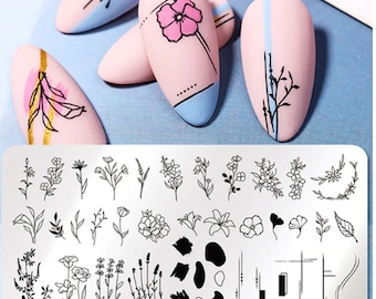 nail decal templates abstract flowers Nail Stamping Plates  Image Painting Nail Art Stencils Template Nail Stamp Tools