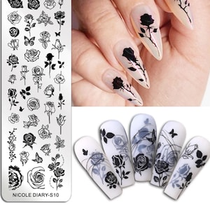 Roses nails,flowers stamp,Design Stainless Steel Nail Art Stamp Image Template valentines day nail decal templates