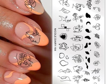 Black Friday Abstract woman faces Nail Stamping Plates  Image Painting Nail Art Stencils Template Nail Stamp nail decal templates