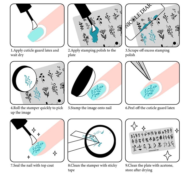 Nail Stamp French Nail Art Template Plates for Nails Etsy