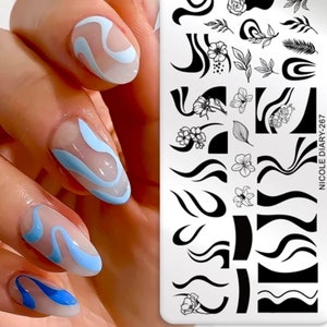 Abstract lines waves Stamping Plates  Image Painting Nail Art Stencils Template Nail Stamp Tools nail decal templates