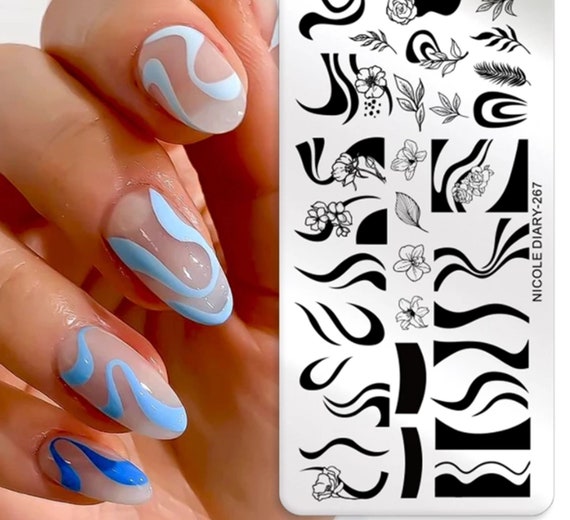 1x Reusable Nail Art Stamping Plates Flower Nail Stencils Template - Gels  Polish | eBay