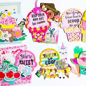 Kawaii Eiscreme Trio Shaker Stanzschablone – Metallstanzschablone für DIY Karten & Paper Crafting
