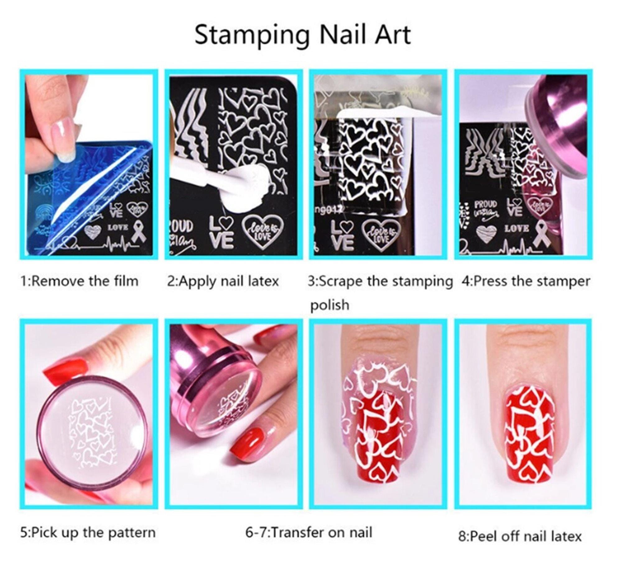 Kads Nagelstempelplatte Mit Geometrie-Muster – Edelstahl-Schablone 7x8 Cm Für DIY-Nageldesign